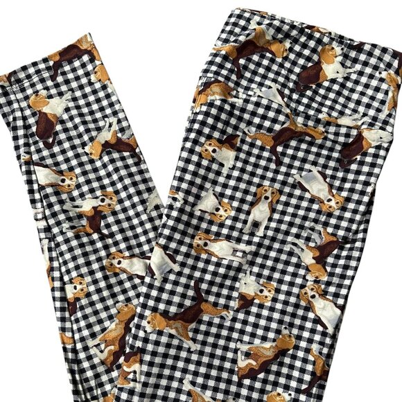 NEW NWT Tags LuLaRoe TC Beagle Plaid Check Leggings Black TC Comfy Stretch - Picture 1 of 3